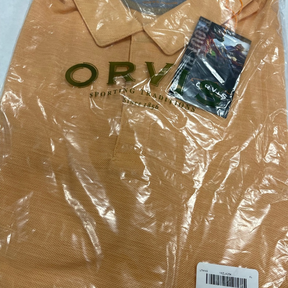Orvis orange polo shirt size Xl
